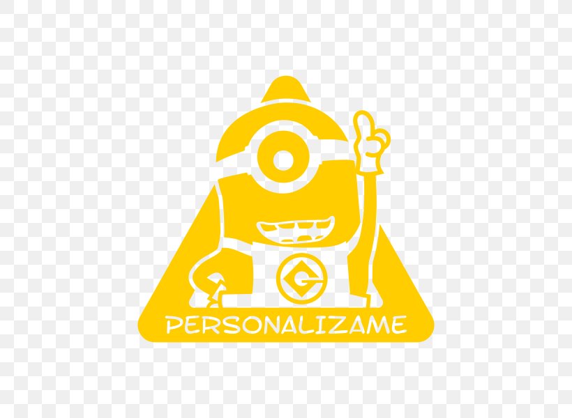 Sticker Minions Text Brand Logo, PNG, 570x600px, Sticker, Adhesive, Area, Brand, Despicable Me 2 Download Free