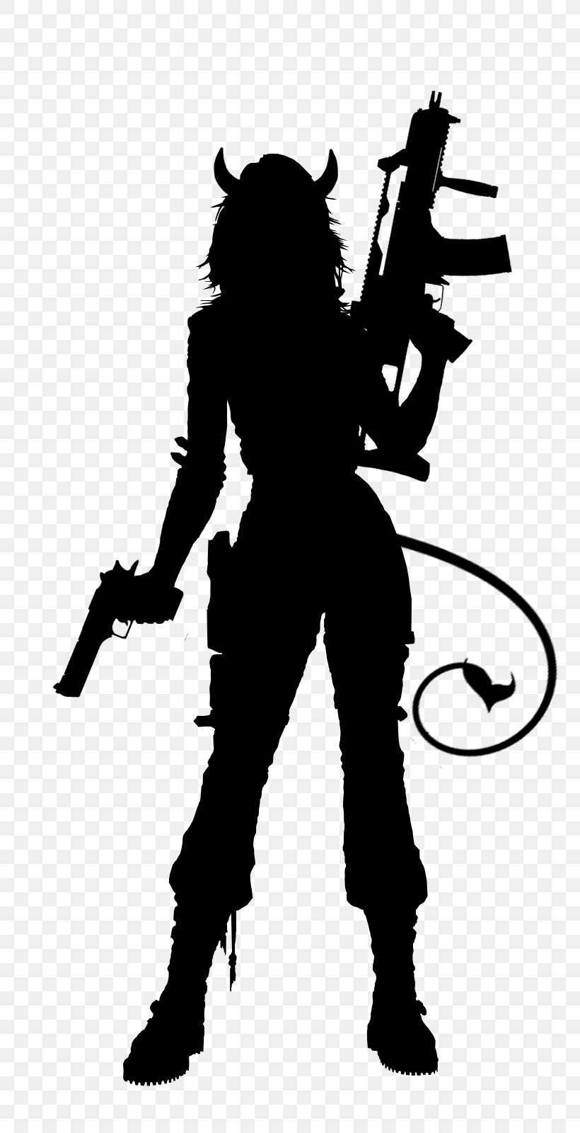 Silhouette Demon Firearm, PNG, 800x1600px, Silhouette, Angel, Art, Black, Black And White Download Free