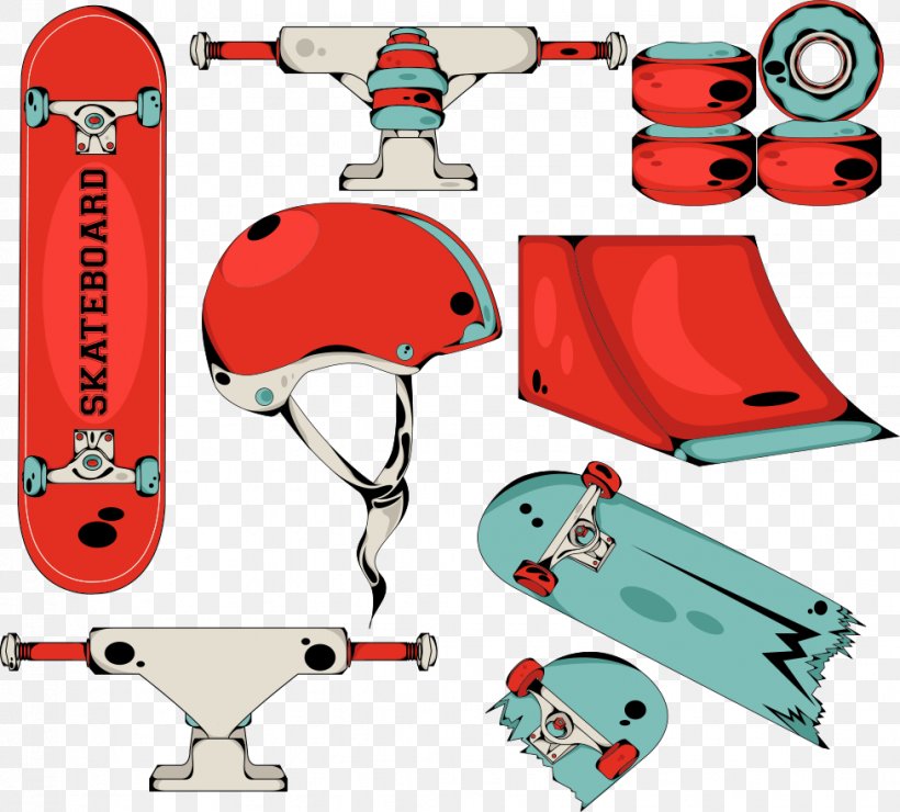 Skateboarding Illustration, PNG, 977x882px, Skateboarding, Element Skateboards, Red, Royaltyfree, Skateboard Download Free
