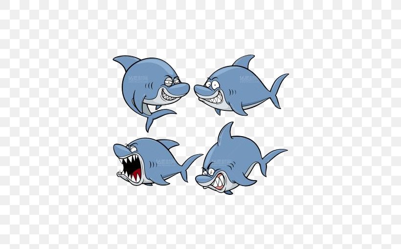 Shark Cartoon Illustration, PNG, 510x510px, Shark, Animation, Blue, Carnivoran, Cartoon Download Free