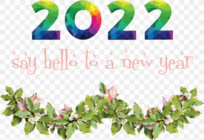 2022 Happy New Year 2022 New Year 2022, PNG, 3000x2066px, Christmas Day, Drawing, Plant, Shrub, Visual Arts Download Free