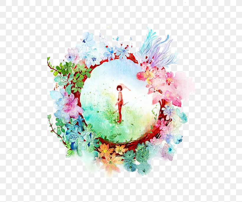 Mirror Creative Work Graphic Design Illustration, PNG, 500x683px, Watercolor, Cartoon, Flower, Frame, Heart Download Free