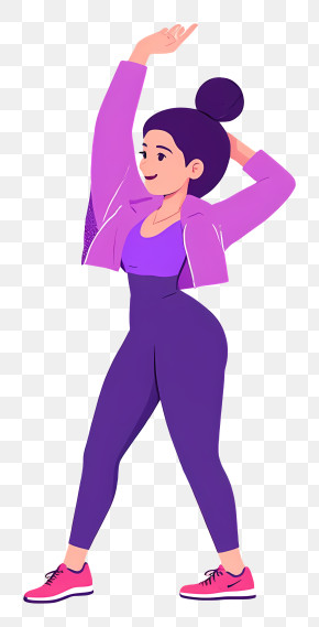 Trendy Woman - Fit Woman Stretching In Purple PNG