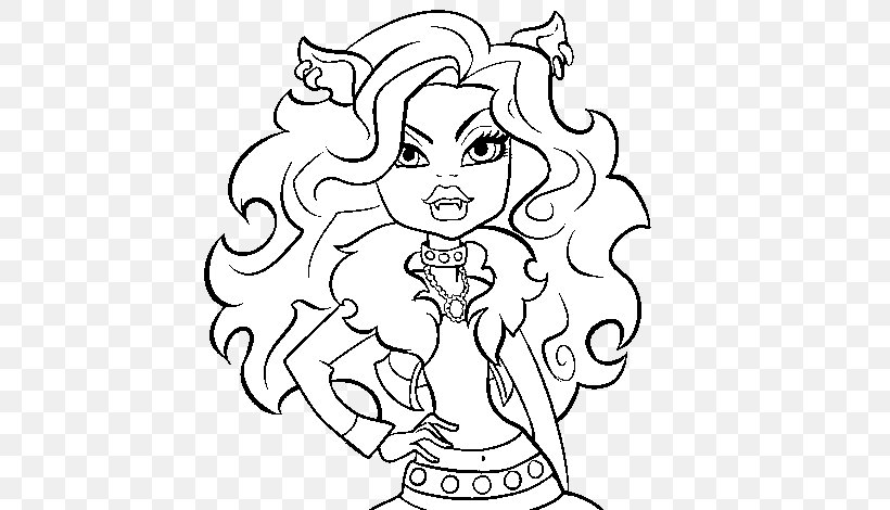 Clawdeen Wolf Colouring Pages Coloring Book Monster High Frankie Stein, PNG, 600x470px, Watercolor, Cartoon, Flower, Frame, Heart Download Free