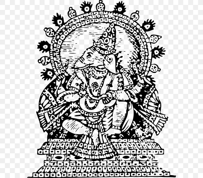 Ganesha Line Art Clip Art, PNG, 602x720px, Ganesha, Area, Art, Artwork, Black And White Download Free
