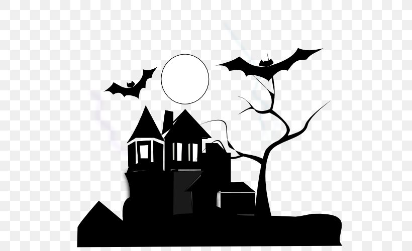Clip Art Haunted House Image Haunted Attraction, PNG, 555x500px, Haunted House, Architecture, Art, Bat, Black Download Free