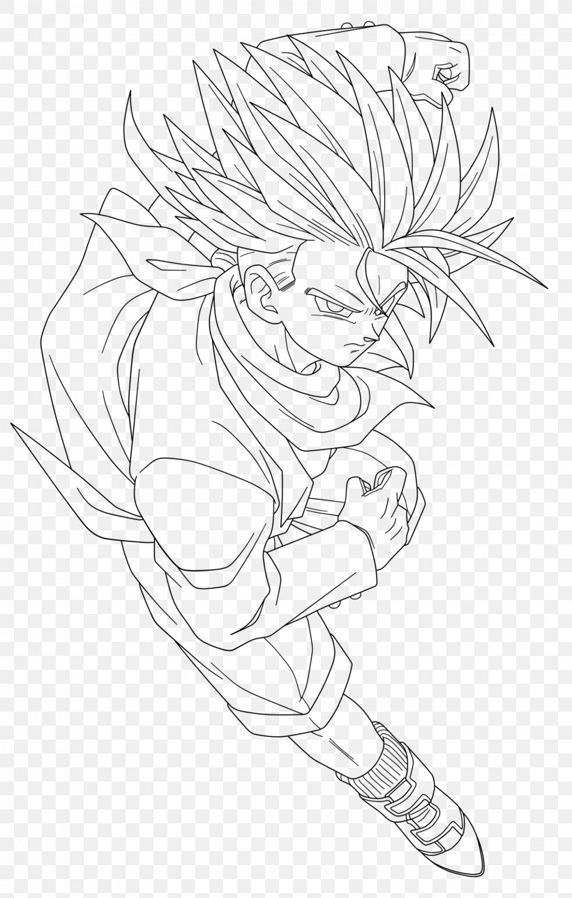 Line Art Trunks Gohan Goku Drawing, PNG, 1600x2513px, Watercolor, Cartoon, Flower, Frame, Heart Download Free