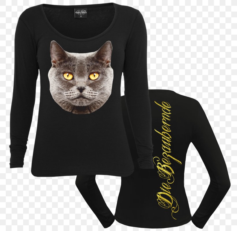 Long-sleeved T-shirt Long-sleeved T-shirt Hoodie Fashion, PNG, 800x800px, Tshirt, Black, Bluza, Cat, Cat Like Mammal Download Free