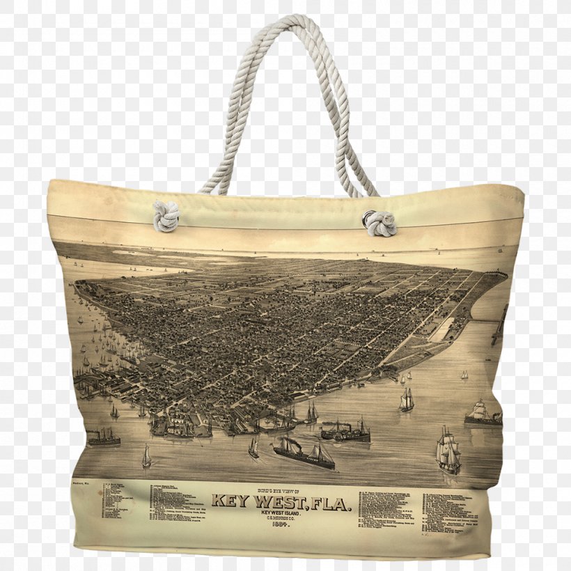 Tote Bag Key West Canvas Map, PNG, 1000x1000px, Tote Bag, Art, Bag, Beige, Canvas Download Free