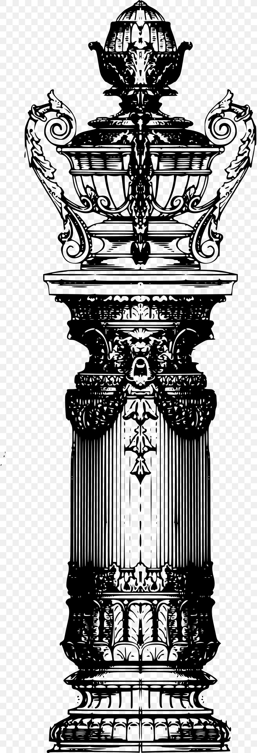 Column Royalty-free Clip Art, PNG, 816x2400px, Column, Art, Black And White, Decorative Arts, Entablature Download Free