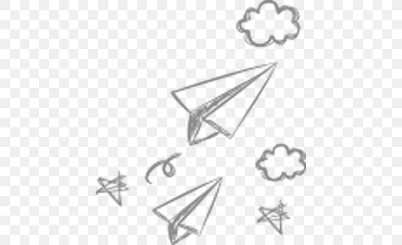 Airplane Paper Plane, PNG, 500x500px, Airplane, Advertising, Area, Black And White, Body Jewelry Download Free