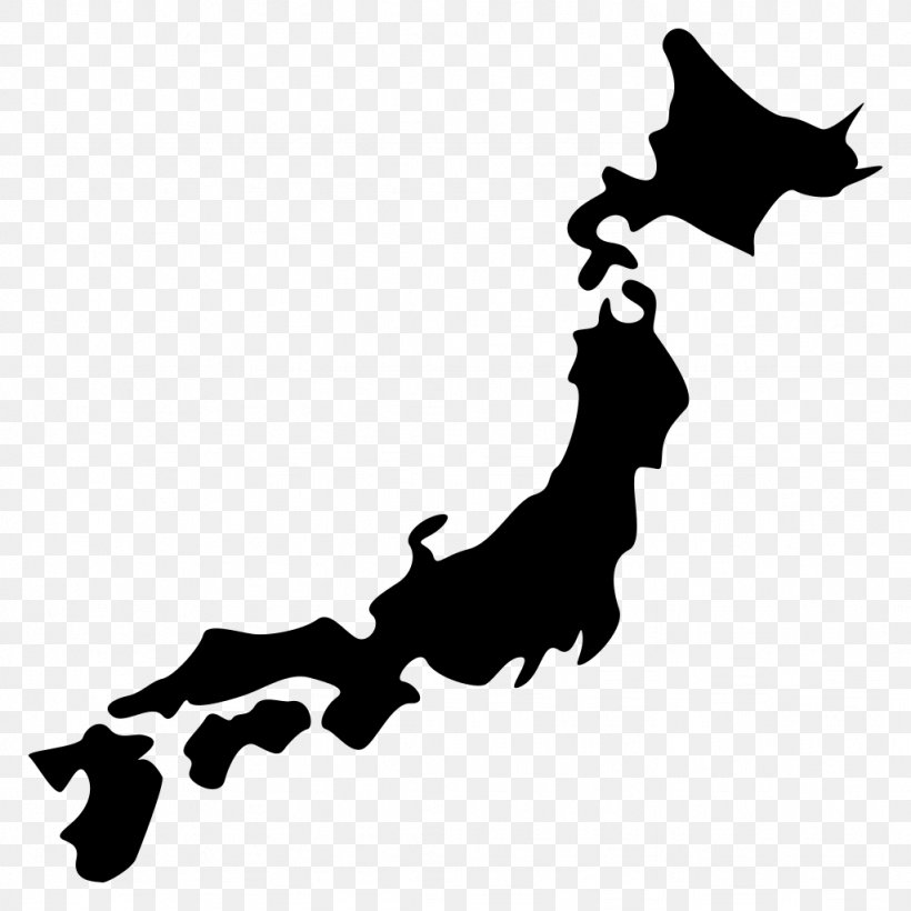 Japanese Archipelago Map Clip Art, PNG, 1024x1024px, Japan, Black, Black And White, Blank Map, Carnivoran Download Free