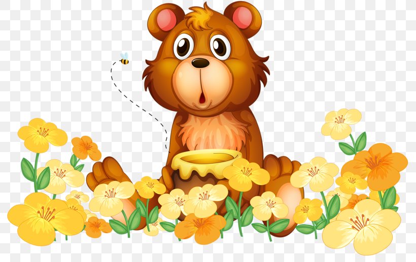 Brown Bear Polar Bear Bee Honey, PNG, 800x517px, Watercolor, Cartoon, Flower, Frame, Heart Download Free