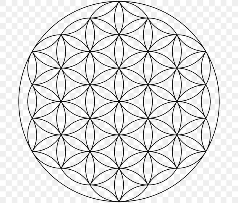 Overlapping Circles Grid Sacred Geometry Metatron Shape, PNG, 700x700px, Overlapping Circles Grid, Area, Autocad Dxf, Black And White, Geometry Download Free
