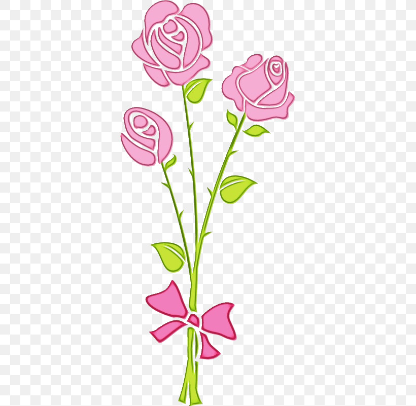 Rose, PNG, 345x801px, Bunch Flower Cartoon, Cut Flowers, Flower, Paint, Pedicel Download Free