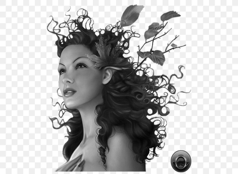 Elf Female Fairy Woman, PNG, 515x600px, Elf, Autumn, Beauty, Black And White, Black Hair Download Free