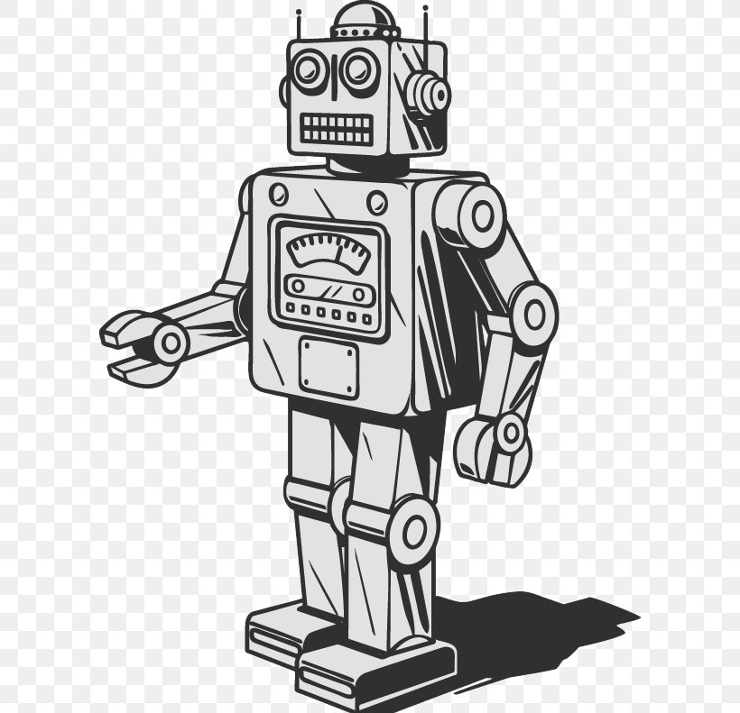 Robot Vector Graphics Drawing Stock Illustration, PNG, 600x791px, Robot, Art, Black And White, Cartoon, Coloring Book Download Free