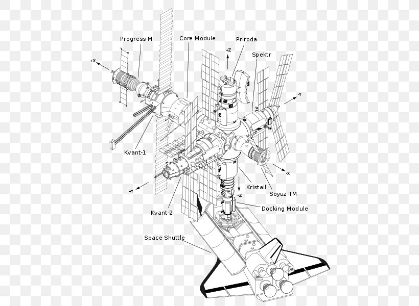 Shuttle–Mir Program International Space Station Space Shuttle Program STS-84 STS-74, PNG, 489x600px, International Space Station, Artwork, Black And White, Diagram, Drawing Download Free