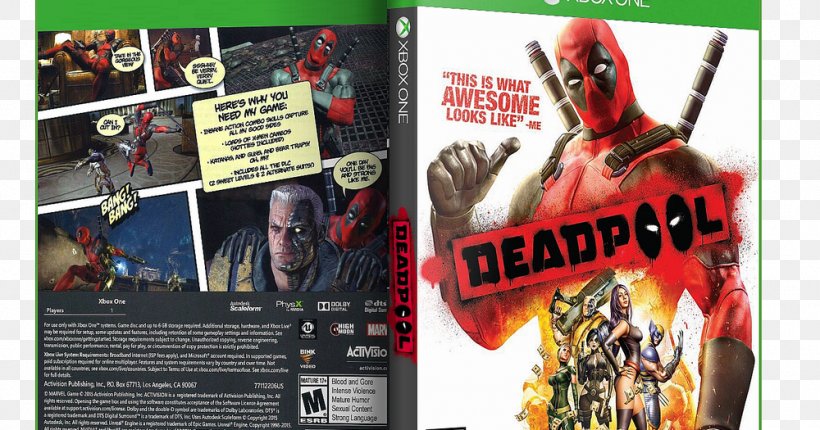 Deadpool Xbox 360 Xbox One PlayStation 4 Video Game, PNG, 1000x525px, Deadpool, Action Figure, Activision, Advertising, Electronic Device Download Free