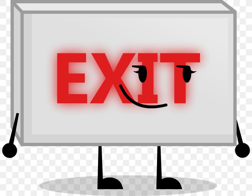 Exit Sign Clip Art Logo Image Television Show, PNG, 806x638px, Exit Sign, Cartoon, Comics, Display Device, Entity Download Free