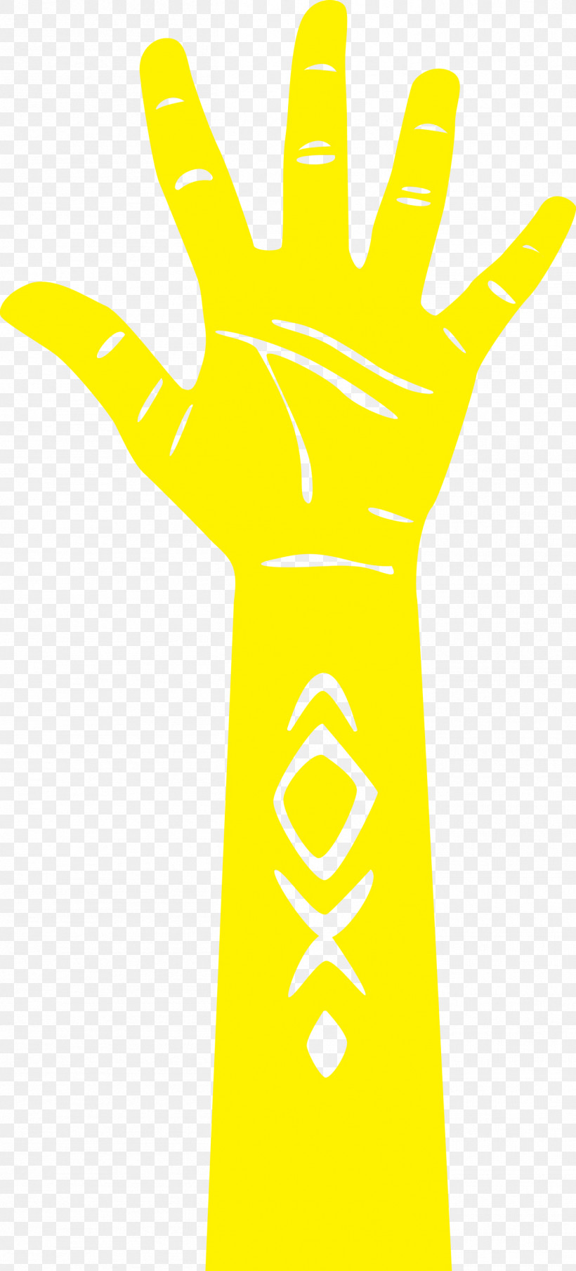 Safety Glove Yellow Line Area Glove, PNG, 1358x2999px, Hand, Area, Finger, Glove, Line Download Free