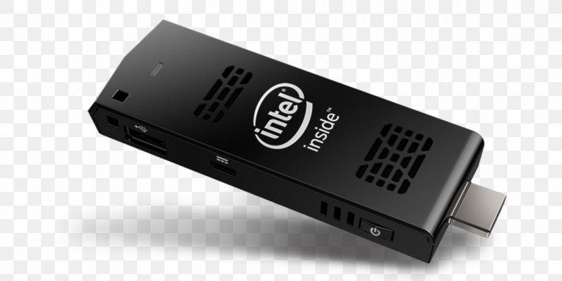 Intel Compute Stick Stick PC Intel Atom, PNG, 1200x600px, Intel, Adapter, Atom, Cable, Computer Download Free