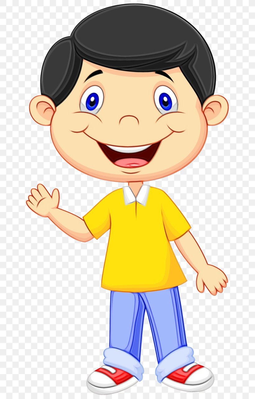 Cartoon Clip Art Yellow Male Gesture, PNG, 669x1280px, Watercolor, Animated Cartoon, Cartoon, Child, Finger Download Free