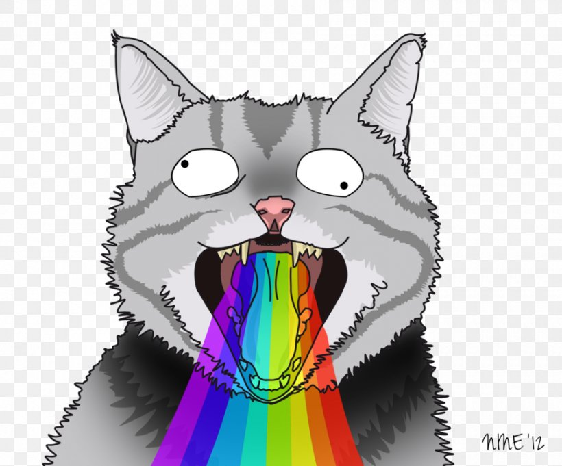 Whiskers Cat Vomiting Rainbow Everything Will Be OK, PNG, 900x748px, Watercolor, Cartoon, Flower, Frame, Heart Download Free