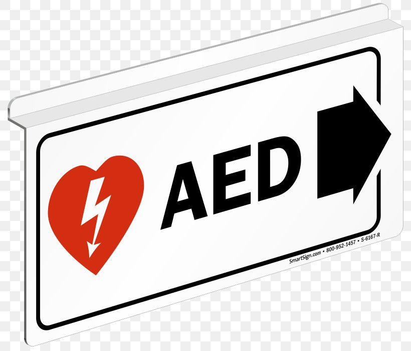 Sign Automated External Defibrillators Arrow First Aid Supplies Logo, PNG, 800x699px, Sign, Area, Automated External Defibrillators, Brand, Ceiling Download Free