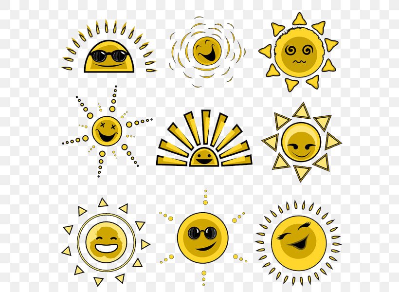 Cartoon Sun Euclidean Vector, PNG, 600x600px, Cartoon, Emoticon, Flower, Smile, Smiley Download Free