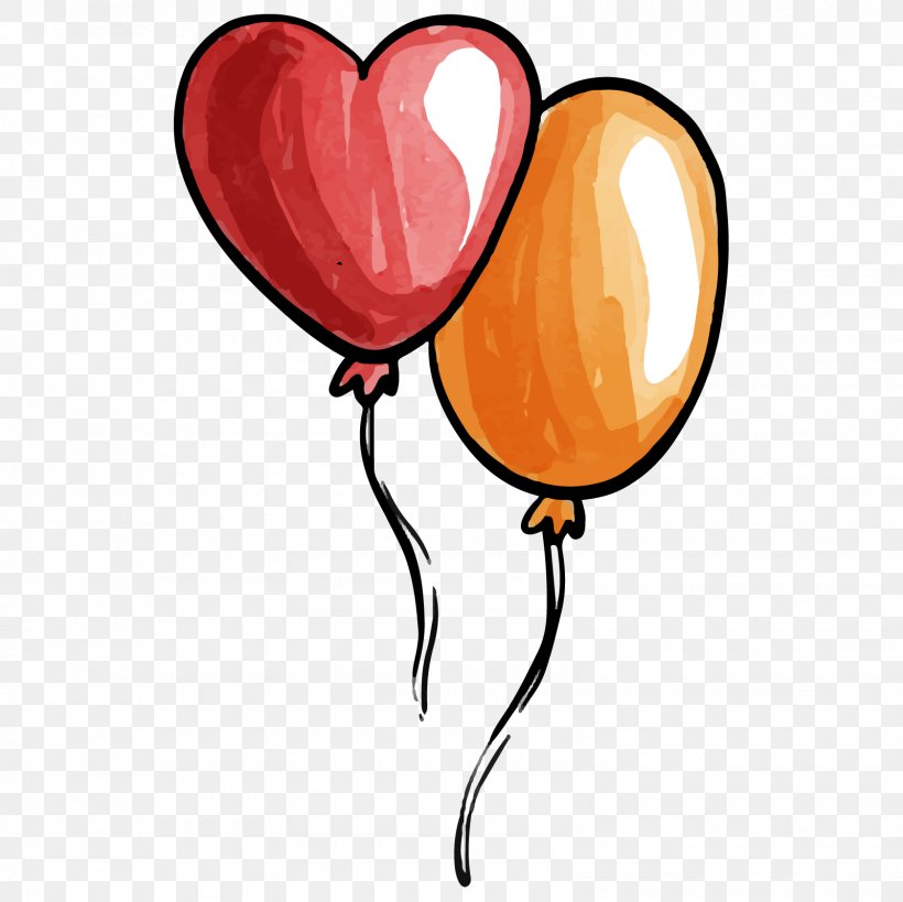 Balloon Portable Network Graphics Valentine's Day Heart Image, PNG, 1600x1600px, Watercolor, Cartoon, Flower, Frame, Heart Download Free