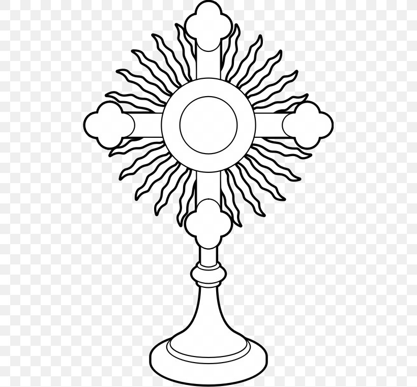 Monstrance Eucharist Sacraments Of The Catholic Church Coloring Book, PNG, 493x761px, Monstrance, Artwork, Black And White, Blessing, Candle Holder Download Free