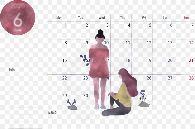 June 2020 Calendar 2020 Calendar, PNG, 3000x1982px, 2020 Calendar, June 2020 Calendar, Animation Download Free