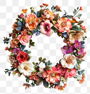 Flower Wreath - Colorful Floral Wreath For Artistic Decoration PNG