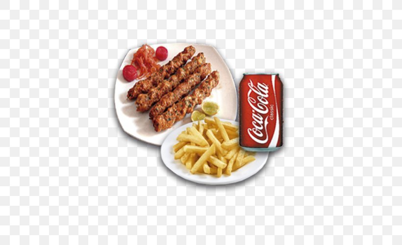 Kebab French Fries Fizzy Drinks Fast Food Junk Food, PNG, 500x500px, Kebab, American Food, Biryani, Chicken Meat, Cuisine Download Free