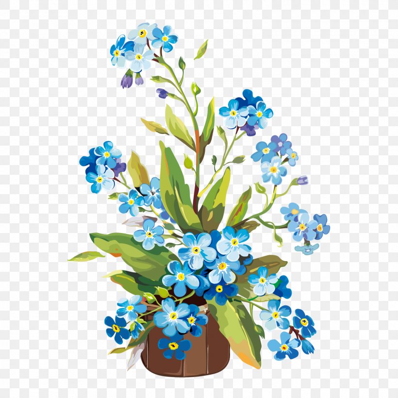 Flower Gouache Painting Clip Art, PNG, 1500x1500px, Flower, Art, Blue, Cut Flowers, Flora Download Free