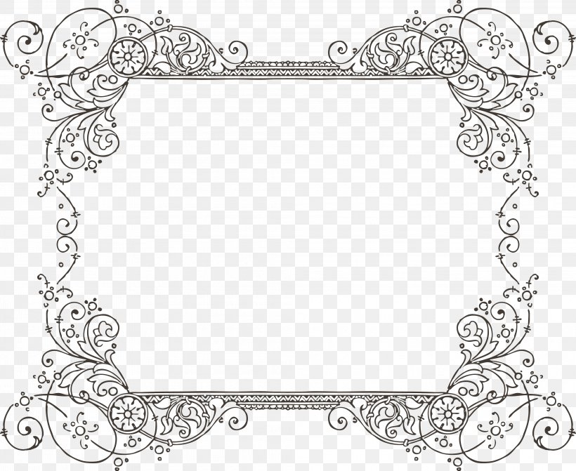 Wedding Invitation Paper Picture Frame Clip Art, PNG, 4035x3306px, Wedding Invitation, Area, Art, Black And White, Document Download Free