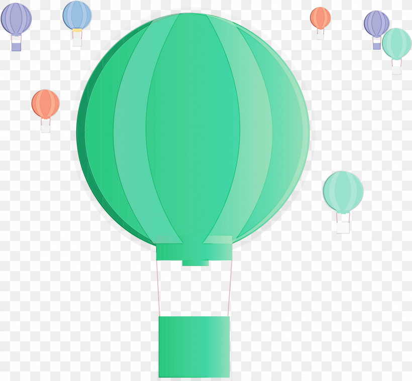 Hot Air Balloon, PNG, 3000x2778px, Hot Air Balloon, Balloon, Floating, Green, Paint Download Free