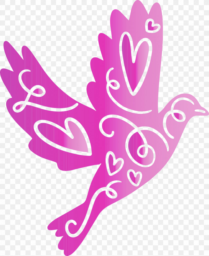 Pink Wing, PNG, 2454x3000px, Cartoon Bird, Cute Bird, Paint, Pink, Watercolor Download Free