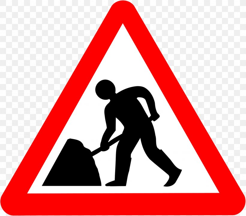 Traffic Sign Roadworks Warning Sign, PNG, 1600x1406px, Traffic Sign, Area, Black And White, Brand, Human Behavior Download Free