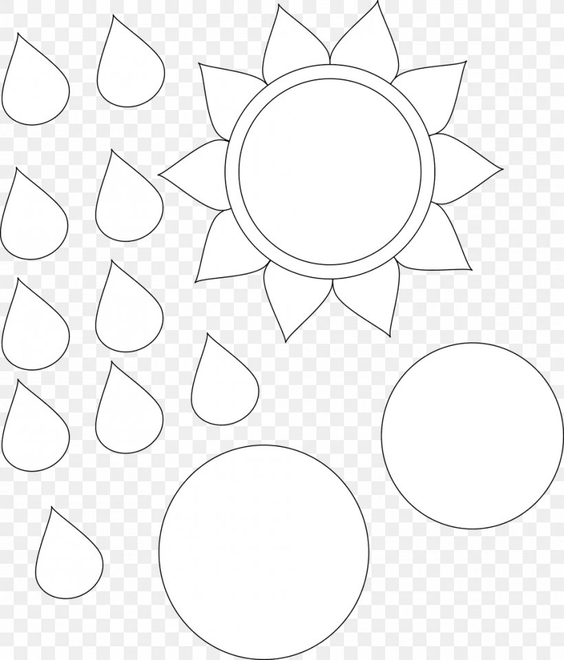 Paper Common Sunflower Template Clip Art, PNG, 960x1124px, Paper, Area, Black And White, Common Sunflower, Diagram Download Free