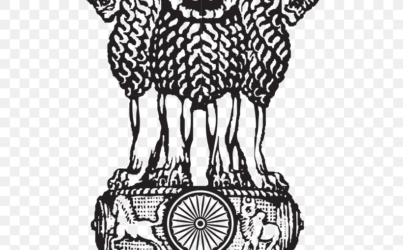 Lion Capital Of Ashoka Sarnath State Emblem Of India National Symbols Of India Satyameva Jayate, PNG, 500x510px, Lion Capital Of Ashoka, Art, Ashoka, Ashoka Chakra, Black And White Download Free