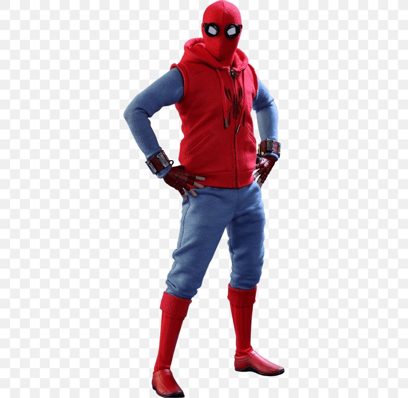Spider-Man Hoodie Hot Toys Limited Marvel Cinematic Universe Costume, PNG, 800x800px, 16 Scale Modeling, Spiderman, Action Toy Figures, Amazing Spiderman, Baseball Equipment Download Free