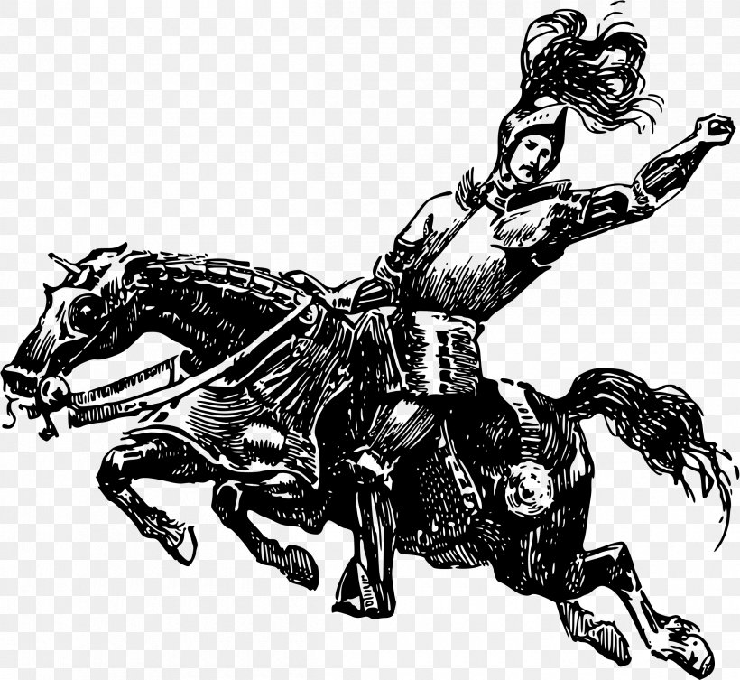 Horse Knight Middle Ages Clip Art, PNG, 2400x2205px, Horse, Armour, Art, Barding, Black And White Download Free