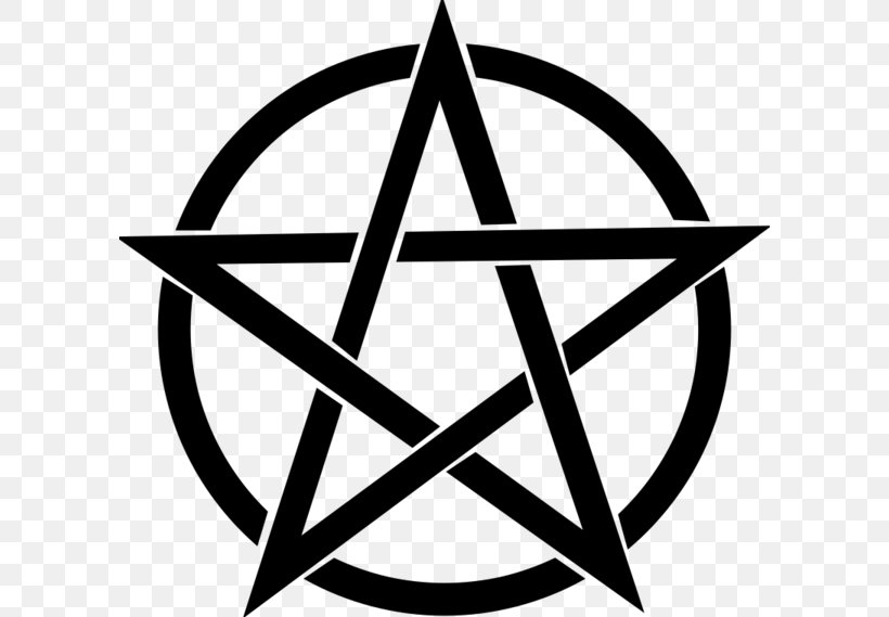 Pentagram Wicca Witchcraft Clip Art, PNG, 600x569px, Pentagram, Area, Black And White, Black Magic, Magic Download Free