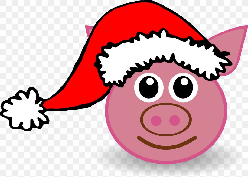 Pig Santa Claus Christmas Clip Art, PNG, 2400x1707px, Pig, Area, Cheek, Christmas, Drawing Download Free