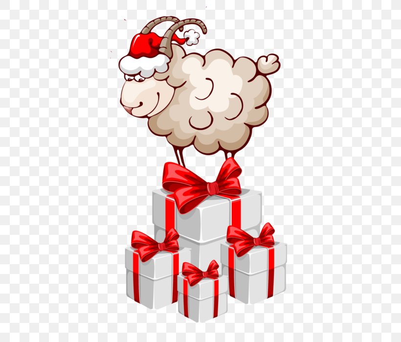 Sheep Christmas Gift Holiday Clip Art, PNG, 482x699px, Watercolor, Cartoon, Flower, Frame, Heart Download Free