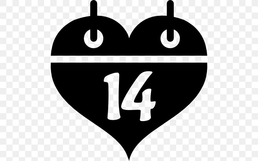 Valentine's Day Calendar Computer Icons Heart, PNG, 512x512px, Valentine S Day, Black And White, Brand, Calendar, Heart Download Free