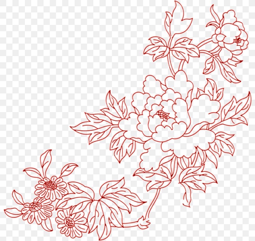 Moutan Peony Red Clip Art, PNG, 800x774px, Moutan Peony, Area, Black And White, Branch, Computer Network Download Free