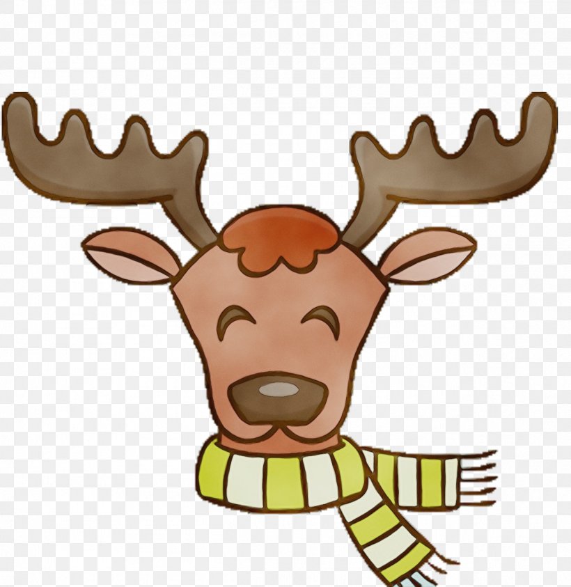 Reindeer, PNG, 1267x1304px, Watercolor, Antler, Cartoon, Deer, Head Download Free